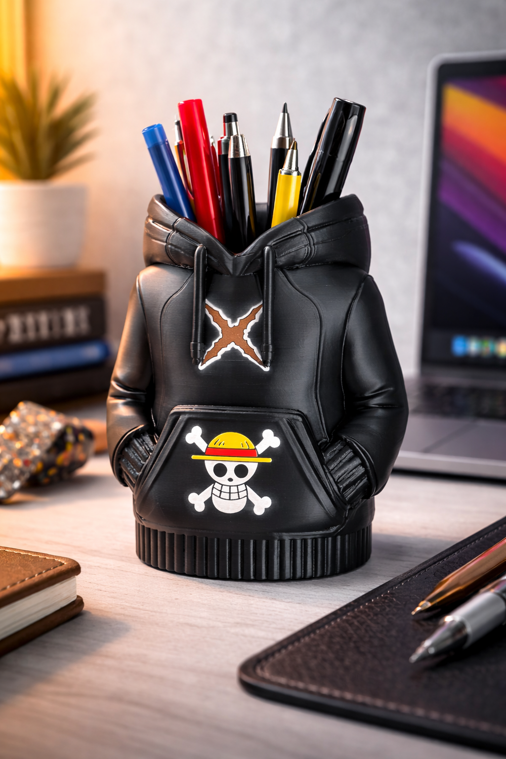One Piece Style Hoodie Pen Stand – Unique 3D Printed Desk Accessory & Gift for Anime Lovers